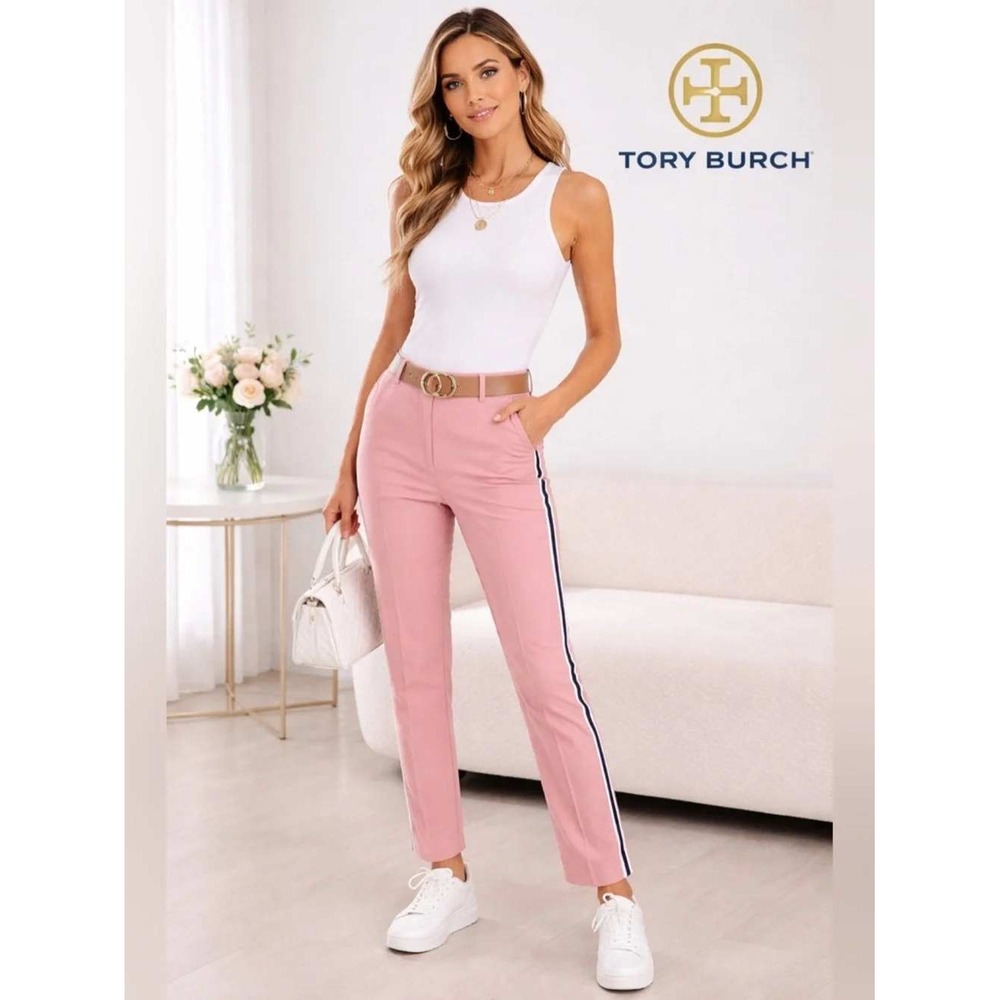 Tory Sport Pink Tapered Golf Pants Side Stripe 30431 Womens Size 6